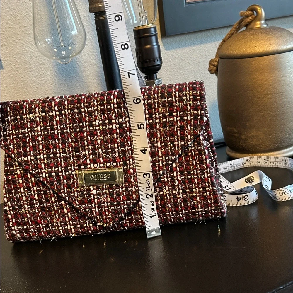 GUESS Burgundy Tweed Clutch